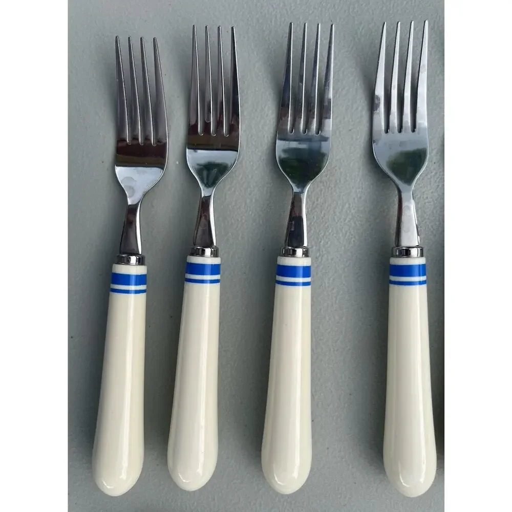 Target Home Faux Ceramic Blue Stripe & White Stainless Flatware Set, 12 Settings